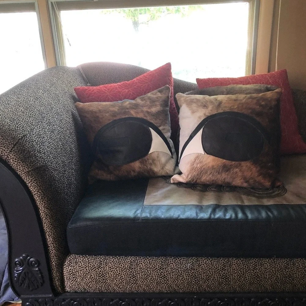 Cow‎ Hair Leather Eye Pillows Accent Sofa Handmade Western Southwestern